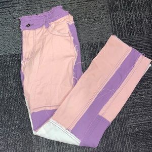 Pink and Purple Patchwork Women's Straight Leg Pants